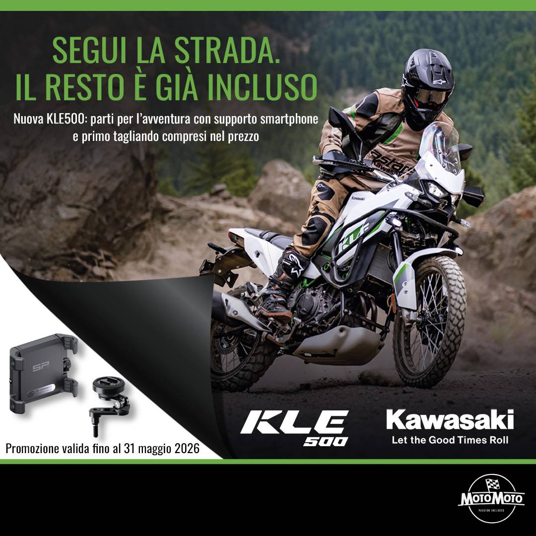 Kawasaki KLE500 — supporto smartphone e tagliando inclusi