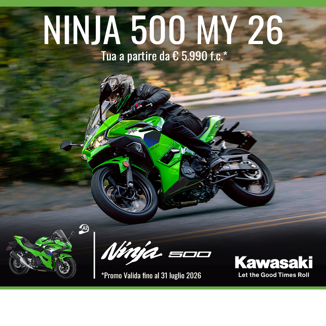 Kawasaki Ninja 500 MY26 — da 5.990 euro f.c. (A2)
