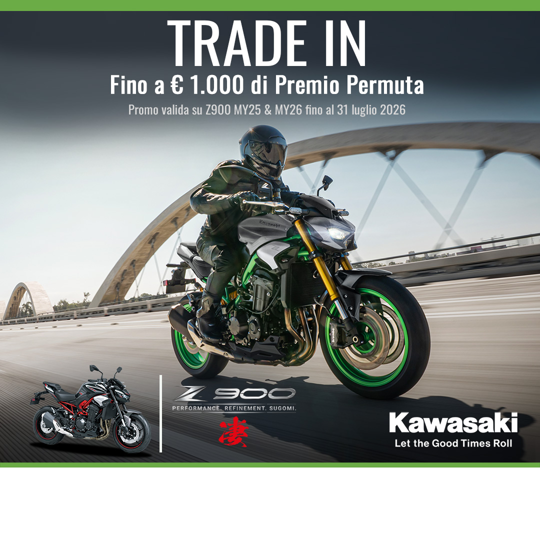 Kawasaki Z900 Trade-In — fino a 1.000 euro di premio permuta (MY25 e MY26)