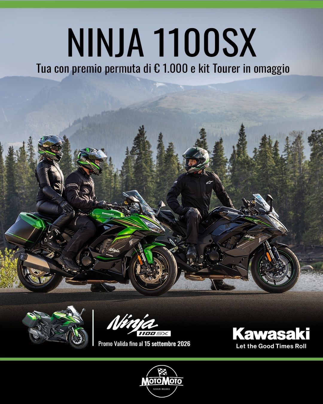 Kawasaki Ninja 1100SX premio permuta 1000 euro e kit Tourer in omaggio