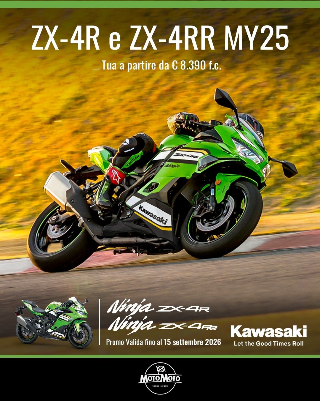 Kawasaki Ninja ZX-4R e ZX-4RR MY25 da 8.390 euro